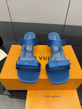 Fortok Louis Vuitton 6AM Mules Satin Blue 5.5cm