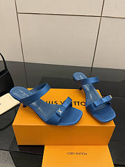 Fortok Louis Vuitton 6AM Mules Satin Blue 5.5cm - 2