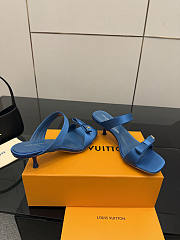 Fortok Louis Vuitton 6AM Mules Satin Blue 5.5cm - 4