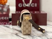 Fortok Gucci Horsebit 1955 Small Shoulder Bag GG Canvas Brown 21*14.5*5.5cm - 2