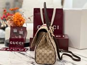 Fortok Gucci Paparazzo Medium Top Handle Bag Sand And Brown GG Canvas 32*24*17cm - 6