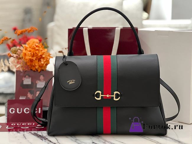 Fortok Gucci Paparazzo Large Top Handle Bag Black 37*29*13cm - 1