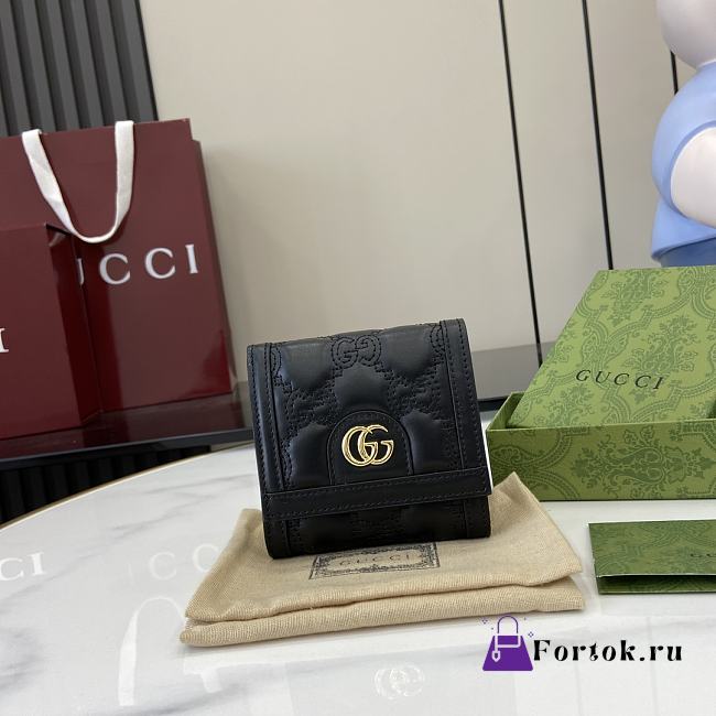 Fortok Gucci GG Matelasse Leather Card Case Wallet Black 12 x 10 x 3cm - 1