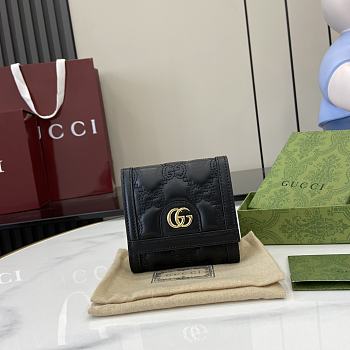 Fortok Gucci GG Matelasse Leather Card Case Wallet Black 12 x 10 x 3cm
