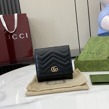 Fortok Gucci GG Marmont Leather Card Case Wallet Black 12 x 10 x 3cm