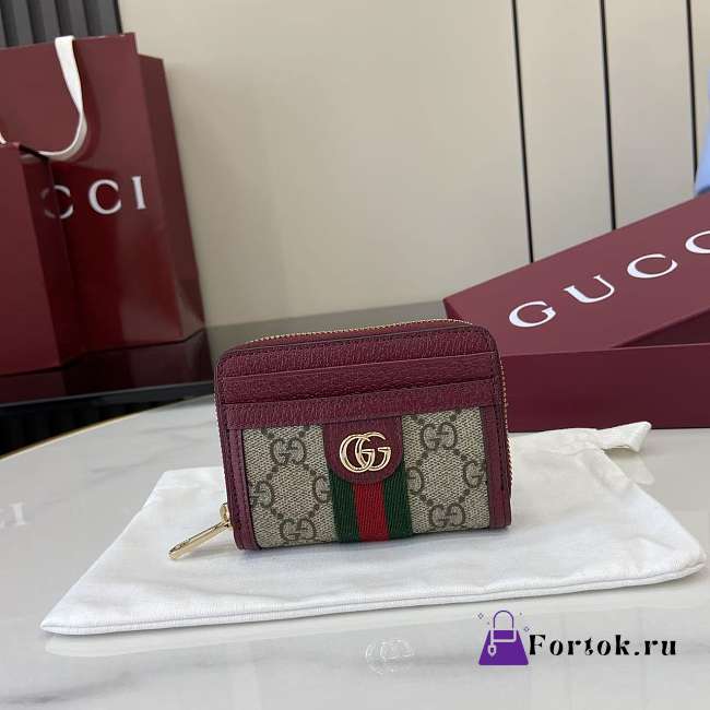 Fortok Gucci Ophidia Coin Zip Wallet Burgundy 11x9x2.5cm - 1