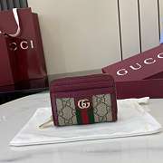 Fortok Gucci Ophidia Coin Zip Wallet Burgundy 11x9x2.5cm - 1