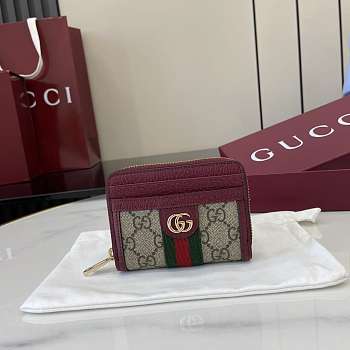Fortok Gucci Ophidia Coin Zip Wallet Burgundy 11x9x2.5cm