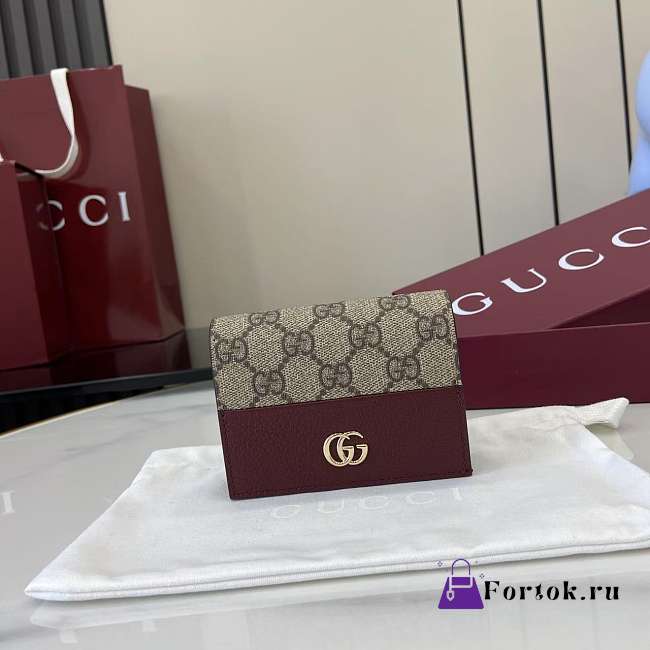 Fortok Gucci Bi-color GG Marmont Wallet Burgundy 11 x 8.5 x 3cm - 1