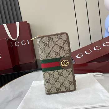 Fortok Gucci Ophidia Long Zip Around Wallet GG Canvas Brown 10x 20x 2.5cm