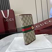 Fortok Gucci Ophidia Long Zip Around Wallet GG Canvas Burgundy 10x 20x 2.5cm - 6