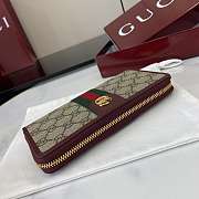 Fortok Gucci Ophidia Long Zip Around Wallet GG Canvas Burgundy 10x 20x 2.5cm - 5