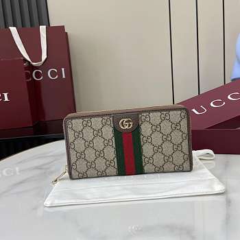 Fortok Gucci Ophidia Zip Around Wallet Brown 20x 15x 5cm