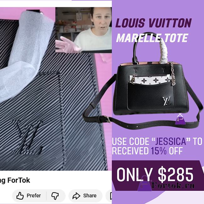 Louis Vuitton Marelle Tote PM Grained Epi Leather Black M59952 25x17x11cm - 1
