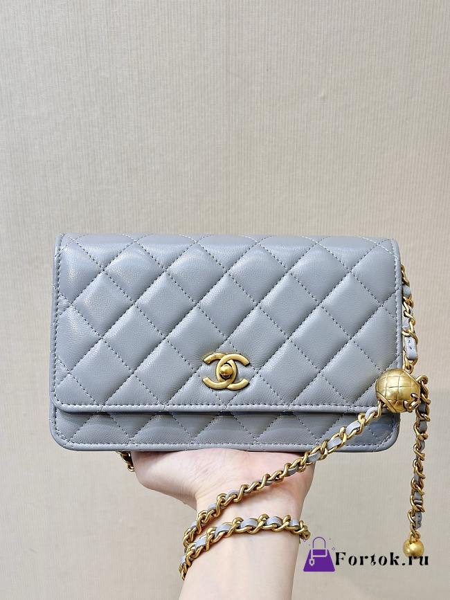 Fortok Chanel Wallet On Chain WOC Attached Ball Blue 19cm - 1