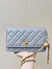 Fortok Chanel Wallet On Chain WOC Attached Ball Blue 19cm - 1