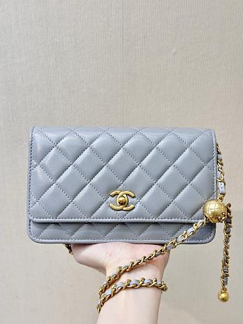 Fortok Chanel Wallet On Chain WOC Attached Ball Blue 19cm