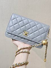Fortok Chanel Wallet On Chain WOC Attached Ball Blue 19cm - 4