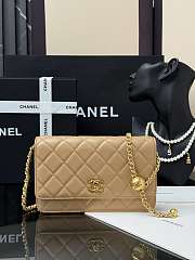 Fortok Chanel Wallet On Chain WOC Attached Ball Beige 19cm - 1