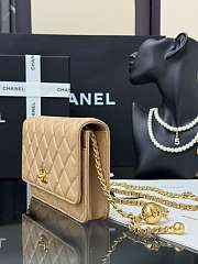Fortok Chanel Wallet On Chain WOC Attached Ball Beige 19cm - 3