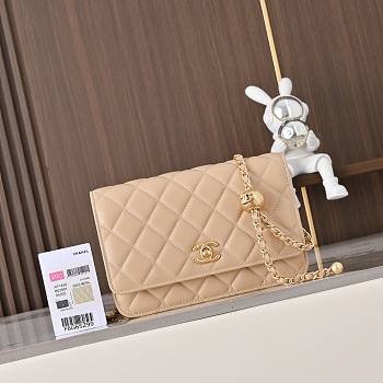 Fortok Chanel Wallet On Chain WOC Attached Ball Sand Beige 19cm
