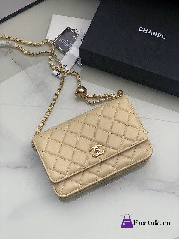 Fortok Chanel Wallet On Chain WOC Attached Ball Light Yellow 19cm - 1