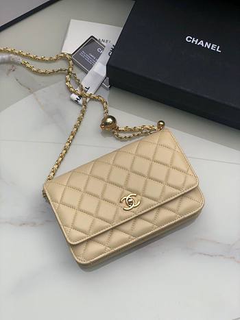 Fortok Chanel Wallet On Chain WOC Attached Ball Light Yellow 19cm