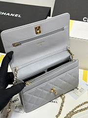Fortok Chanel Wallet On Chain WOC Attached Ball Grey 19cm - 5