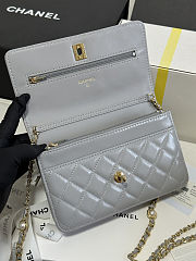 Fortok Chanel Wallet On Chain WOC Attached Ball Grey 19cm - 4