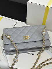 Fortok Chanel Wallet On Chain WOC Attached Ball Grey 19cm - 3