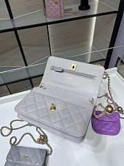Fortok Chanel Wallet On Chain WOC Attached Ball Light Grey 19cm - 6