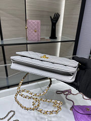 Fortok Chanel Wallet On Chain WOC Attached Ball Light Grey 19cm - 4