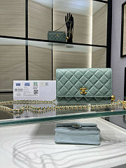 Fortok Chanel Wallet On Chain WOC Attached Ball Green 19cm - 1