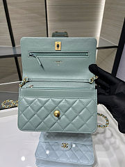 Fortok Chanel Wallet On Chain WOC Attached Ball Green 19cm - 5