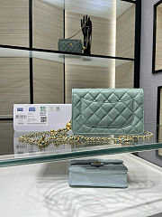 Fortok Chanel Wallet On Chain WOC Attached Ball Green 19cm - 3
