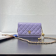 Fortok Chanel Wallet On Chain WOC Attached Ball Purple 19cm - 1