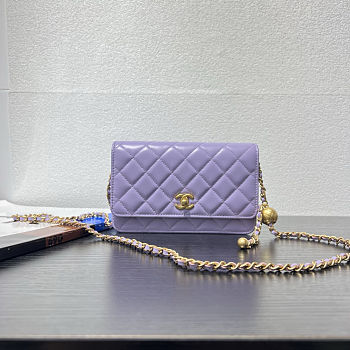 Fortok Chanel Wallet On Chain WOC Attached Ball Purple 19cm