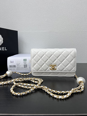 Fortok Chanel Wallet On Chain WOC Attached Ball White 19cm