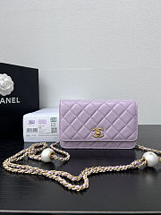 Fortok Chanel Wallet On Chain WOC Attached Ball Light Purple 19cm - 1