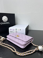 Fortok Chanel Wallet On Chain WOC Attached Ball Light Purple 19cm - 4