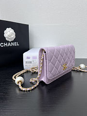 Fortok Chanel Wallet On Chain WOC Attached Ball Light Purple 19cm - 3