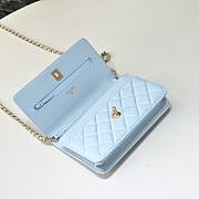 Fortok Chanel Wallet On Chain WOC Attached Ball Light Blue 19cm - 6