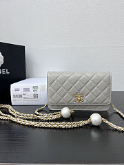 Fortok Chanel Wallet On Chain WOC Light Grey 19cm - 1