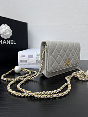 Fortok Chanel Wallet On Chain WOC Light Grey 19cm - 6