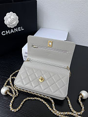 Fortok Chanel Wallet On Chain WOC Light Grey 19cm - 5