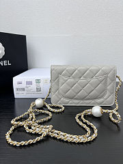 Fortok Chanel Wallet On Chain WOC Light Grey 19cm - 4