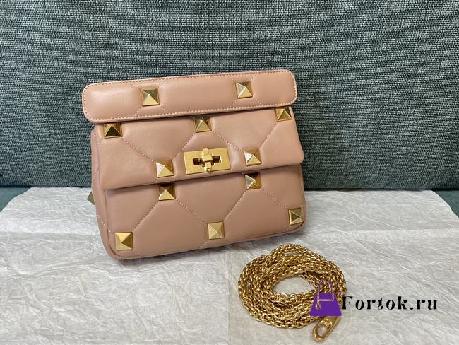 Fortok Valentino Garavani Roman Stud Shoulder Bag Beige 28x 18x 8cm - 1