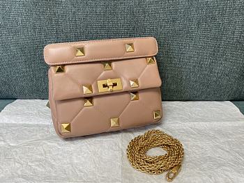 Fortok Valentino Garavani Roman Stud Shoulder Bag Beige 28x 18x 8cm
