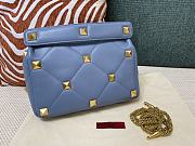 Fortok Valentino Garavani Roman Stud Shoulder Bag Blue 28x 18x 8cm - 6
