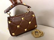 Fortok Valentino Garavani Roman Stud Shoulder Bag Brown 28x 18x 8cm - 6
